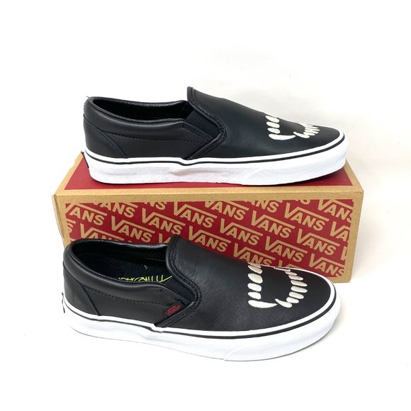 Vans Classic Slip On Skateboarding Black White Men's Size Leather VN000XG88MD - Picture 2 of 13
